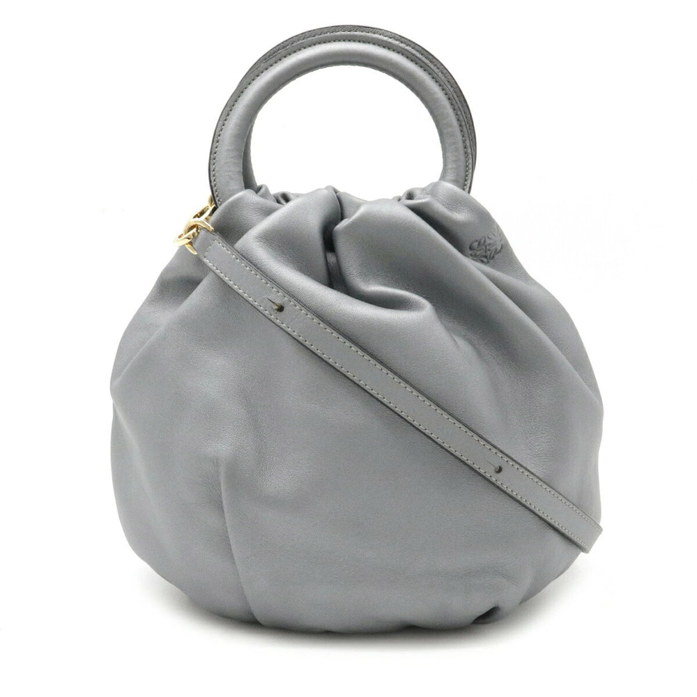 Loewe Anagram Bounce Bag Handbag Shoulder Leather Metallic Gray